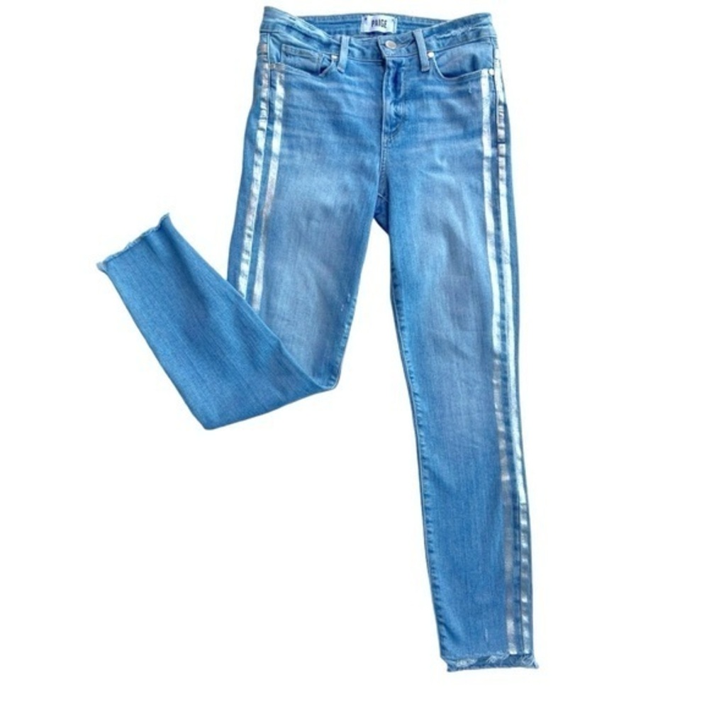 Paige Hoxton Ankle Light Wash Silver Tuxedo‎ Striped Jeans Size 26